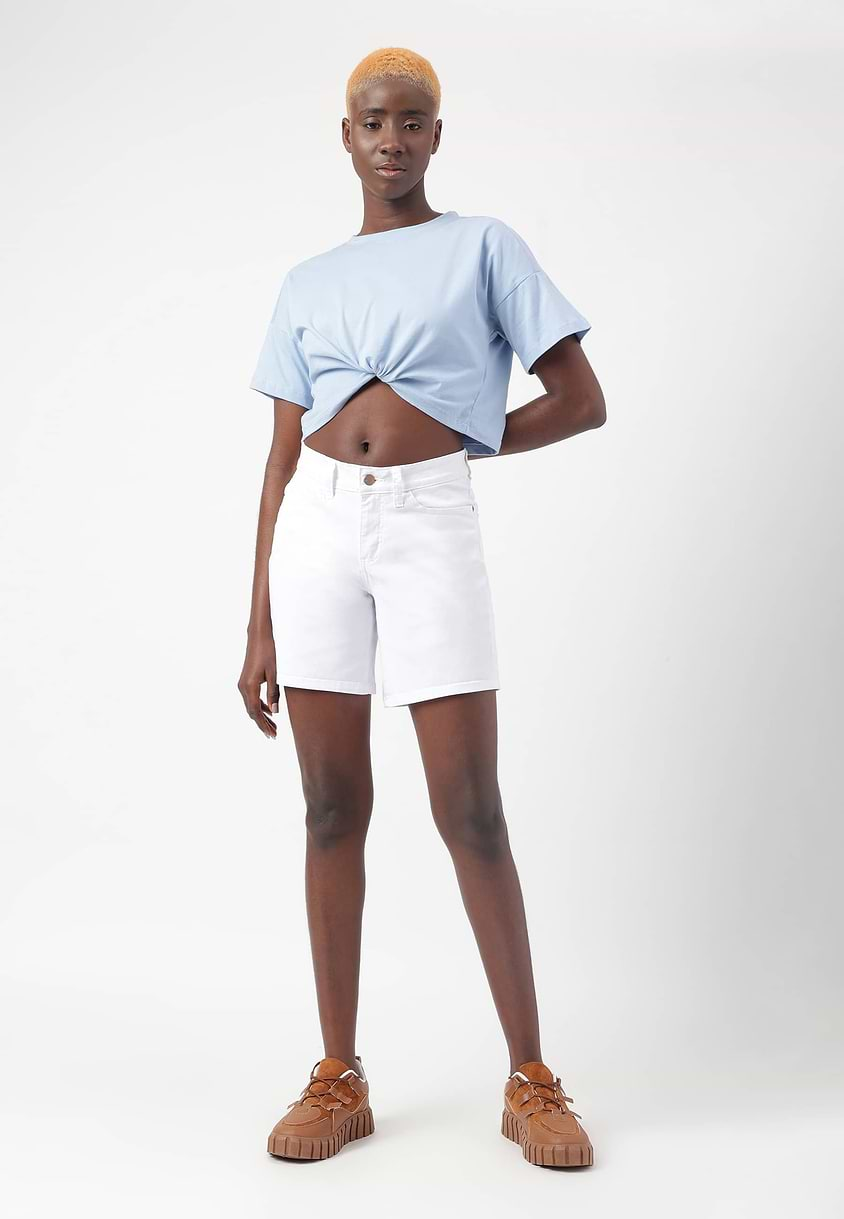 UnExcess Pledge | White Mid Rise Straight Shorts