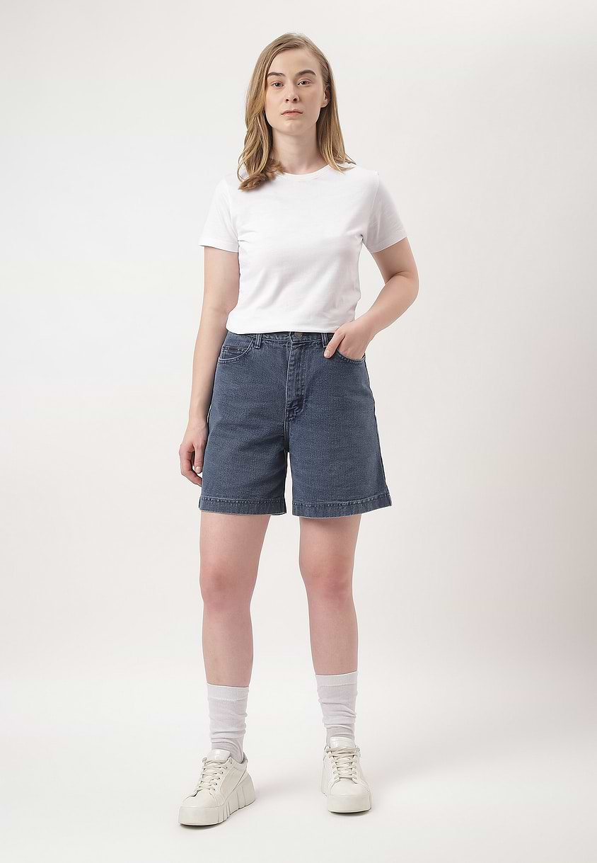 UnWaste Pledge | Dark Indigo High Rise Baggy Shorts