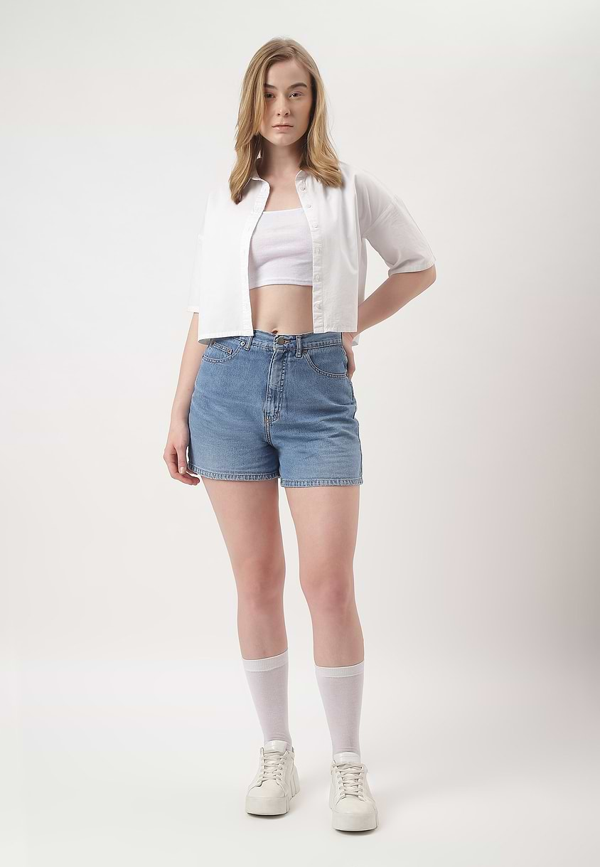 UnExcess Pledge | Mid Indigo High Rise Straight Shorts