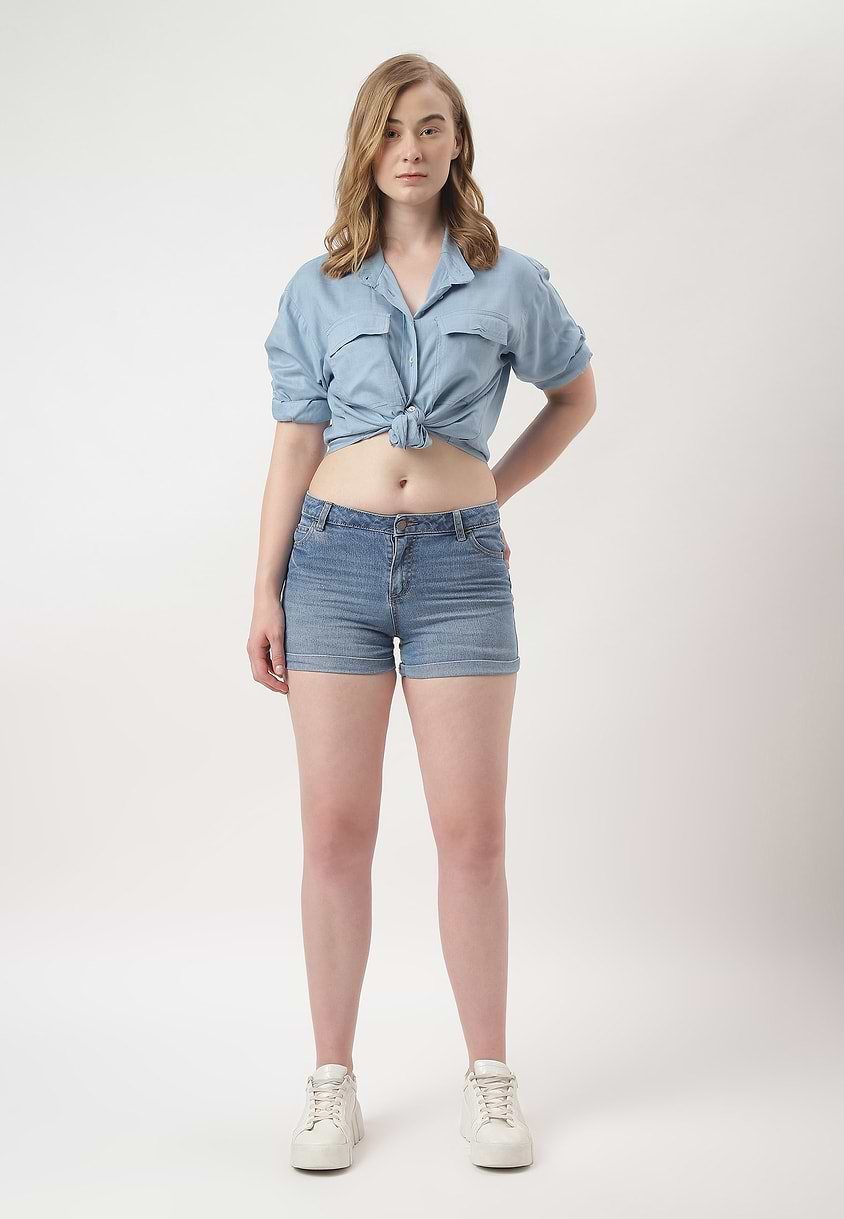 UnExcess Pledge | Mid Indigo Mid Rise Straight Shorts