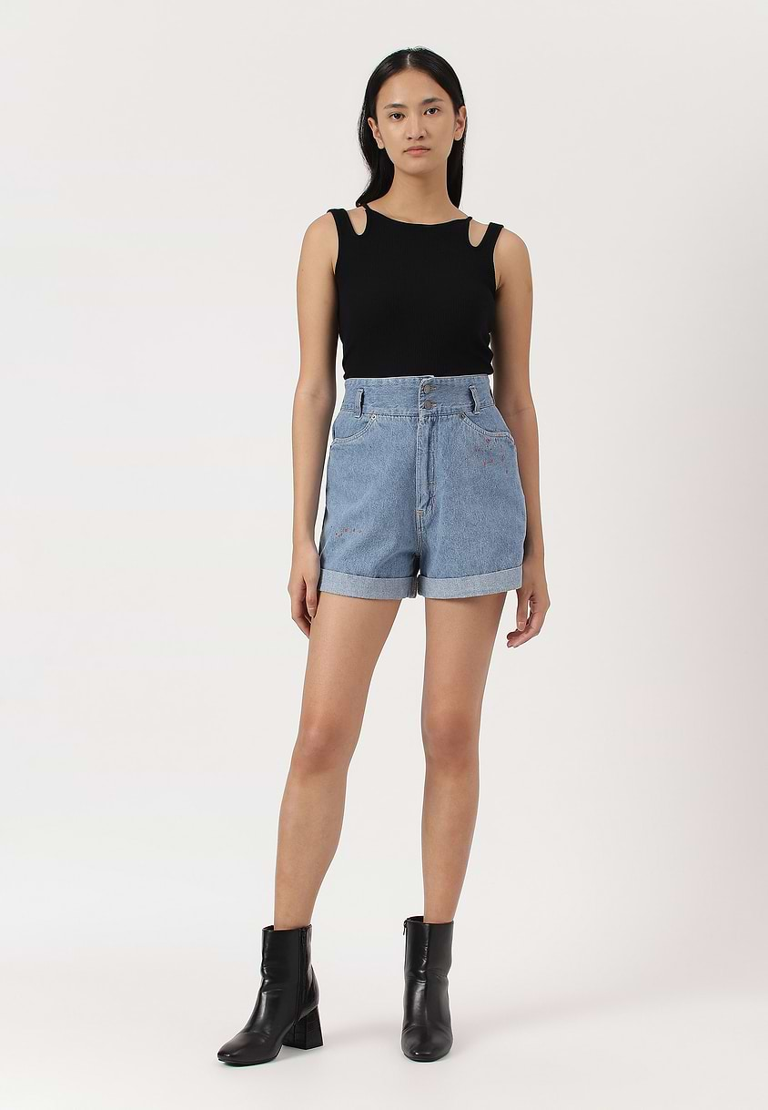 UnWaste Pledge | Dark Indigo High Rise Mom Fit Shorts