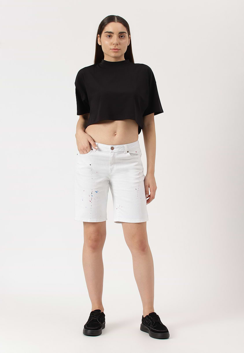 UnExcess Pledge | White Mid Rise Bermuda Shorts