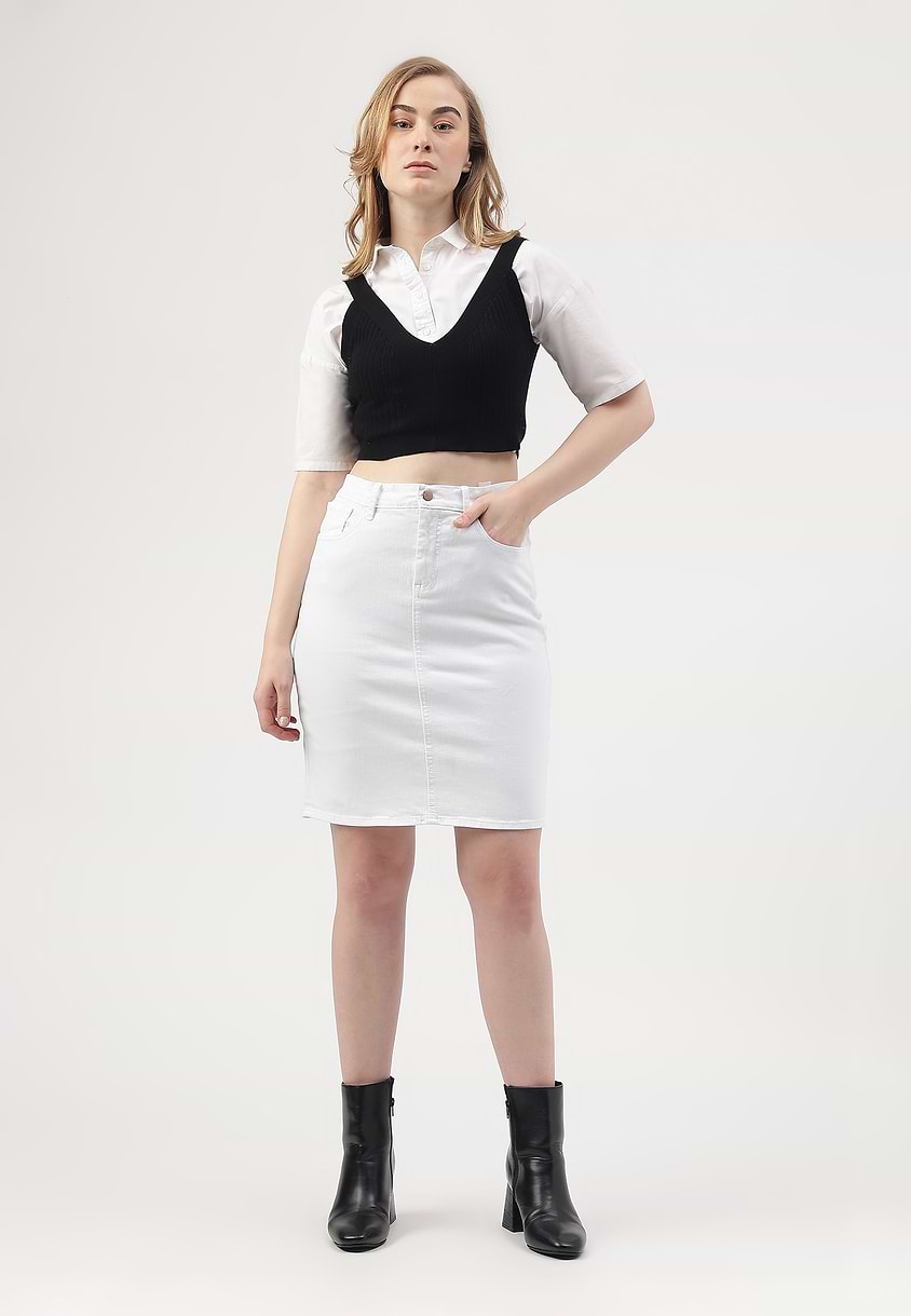 UnExcess Pledge | White Midi Pencil Skirt