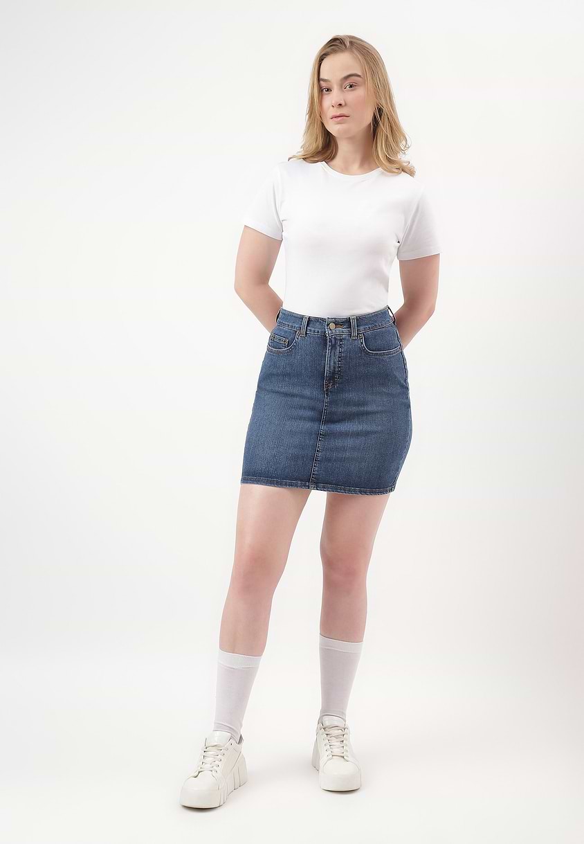 UnExcess Pledge | Mid Indigo Mini Pencil Skirt