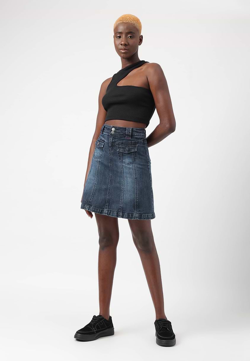 UnWaste Pledge | Dark Indigo Mini A-Line Skirt