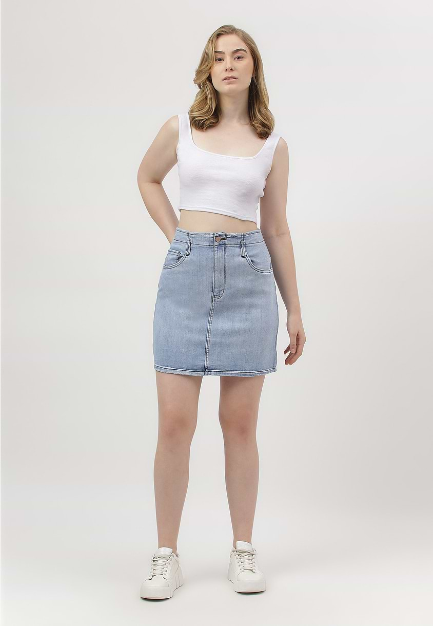 UnExcess Pledge | Light Indigo Mini Regular Skirt