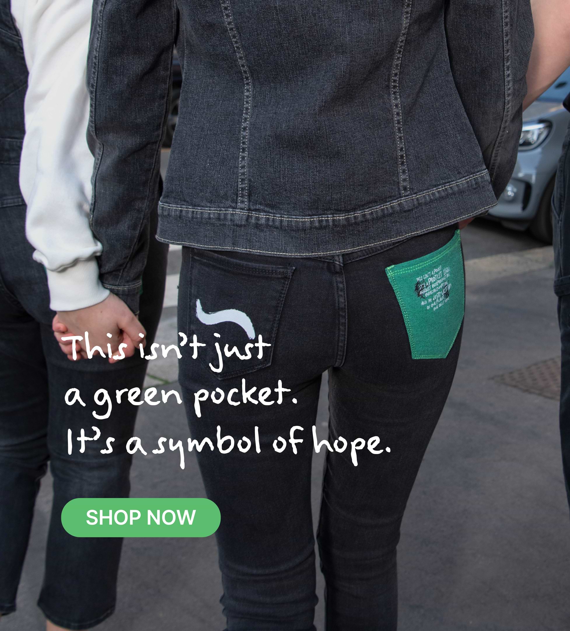 Denim upcycled with a green pocket. A new chapter in sustainable fashion.