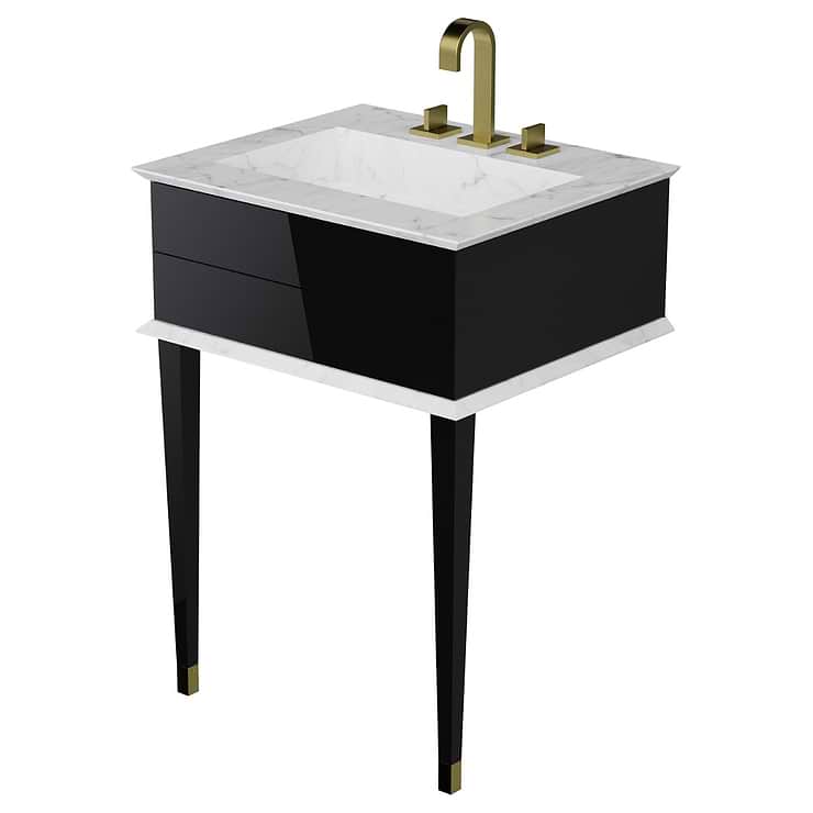 Classic Carrara 24" Black Vanity with Gold Accents ; in Black; in Style Ideas Traditional, Transitional