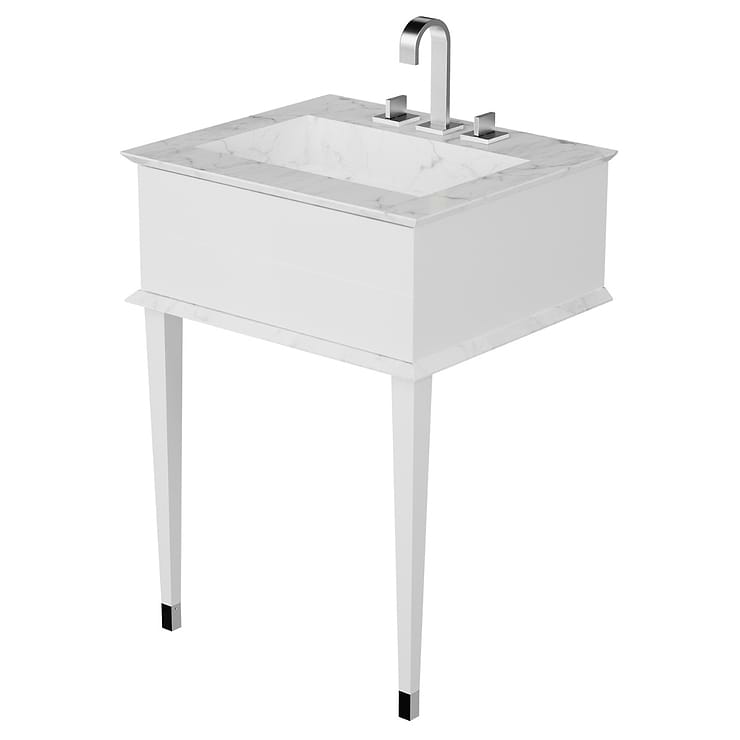 Classic Carrara 24" White Vanity with Chrome Accents ; in White; in Style Ideas Traditional, Transitional