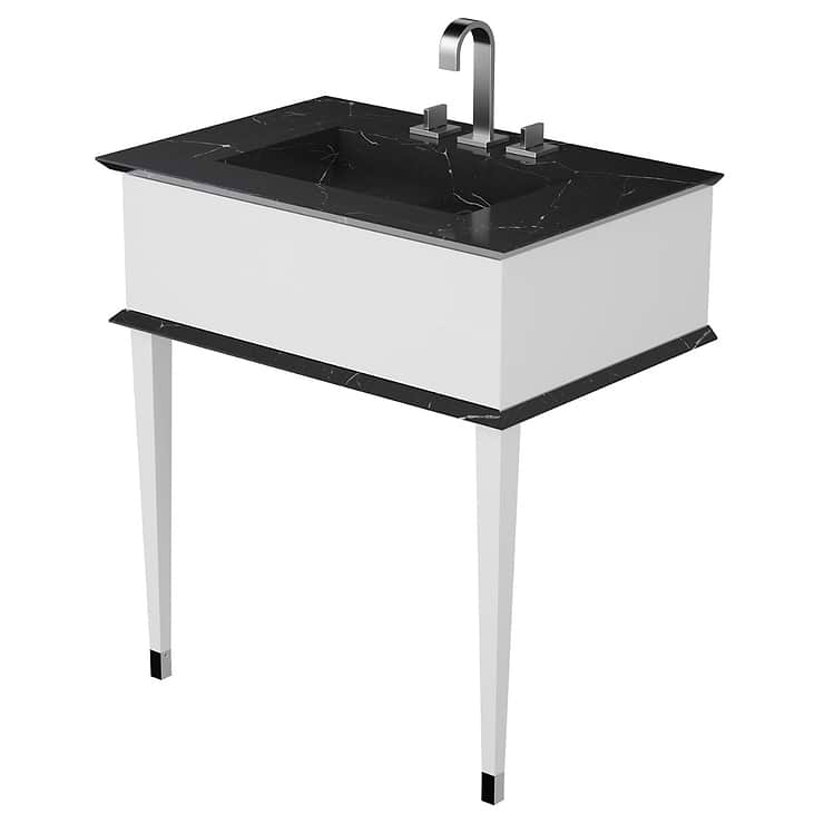 Classic Nero Marquina 30" White Vanity with Chrome Accents ; in White; in Style Ideas Traditional, Transitional