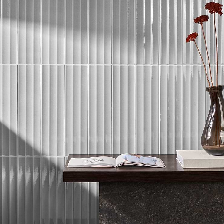 Colorplay Fluted Gray 4.5x18 3D Glazed Crackled Ceramic Tile
