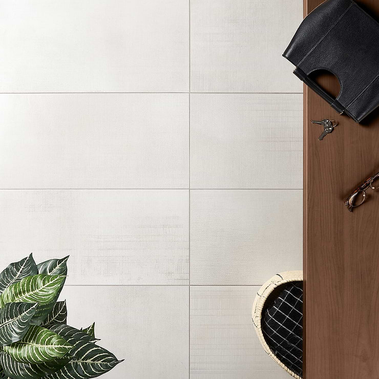 Ristretto Ice White 12X24 Matte Porcelain Tile; in White Porcelain; for Backsplash, Floor Tile, Kitchen Floor, Kitchen Wall, Wall Tile, Bathroom Floor, Bathroom Wall, Shower Wall, Outdoor Floor, Outdoor Wall, Commercial Floor; in Style Ideas Craftsman, Farmhouse, Transitional