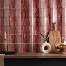 Curve Fluted Red 6x12 3D Glossy Ceramic Tile