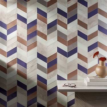 Elizabeth Sutton Meta Rio Rose Gold 2x5 Chevron Glossy Glass Mosaic by Elizabeth Sutton - Sample