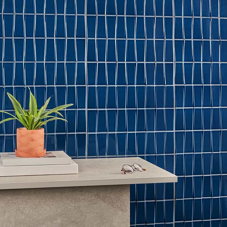 Colorplay Steps Nautical Blue 4.5x18 3D Glazed Crackled Ceramic Tile