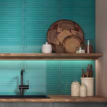 Colorplay Frame Teal Green 4.5x18 3D Glazed Crackled Ceramic Tile