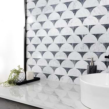 Moonrise Bardiglio Gray Polished Marble Waterjet Mosaic