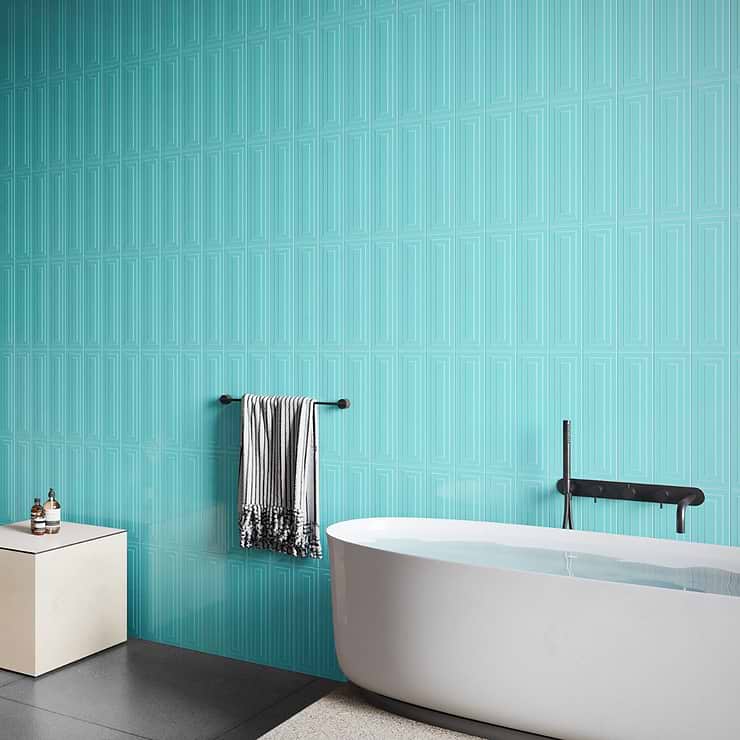 Colorplay Frame Teal Green 4.5x18 3D Glazed Crackled Ceramic Tile