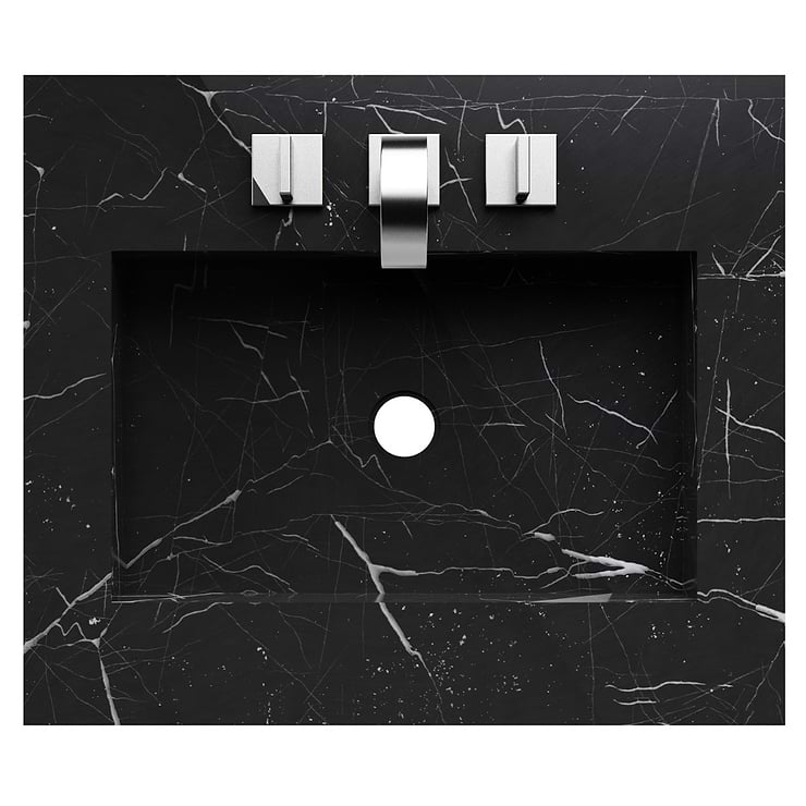 Classic Nero Marquina 24" Black Vanity with Chrome Accents 