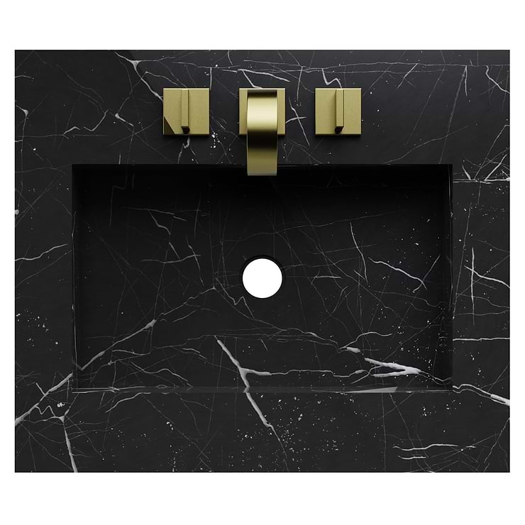 Classic Nero Marquina 24" Black Vanity with Gold Accents 