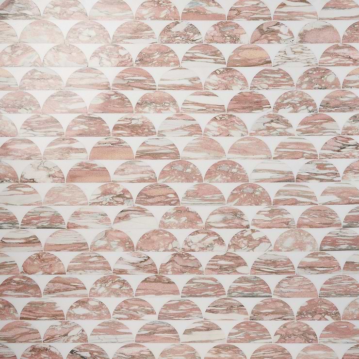Moonrise Rosa Norvegia Pink Polished Marble Waterjet Mosaic Tile