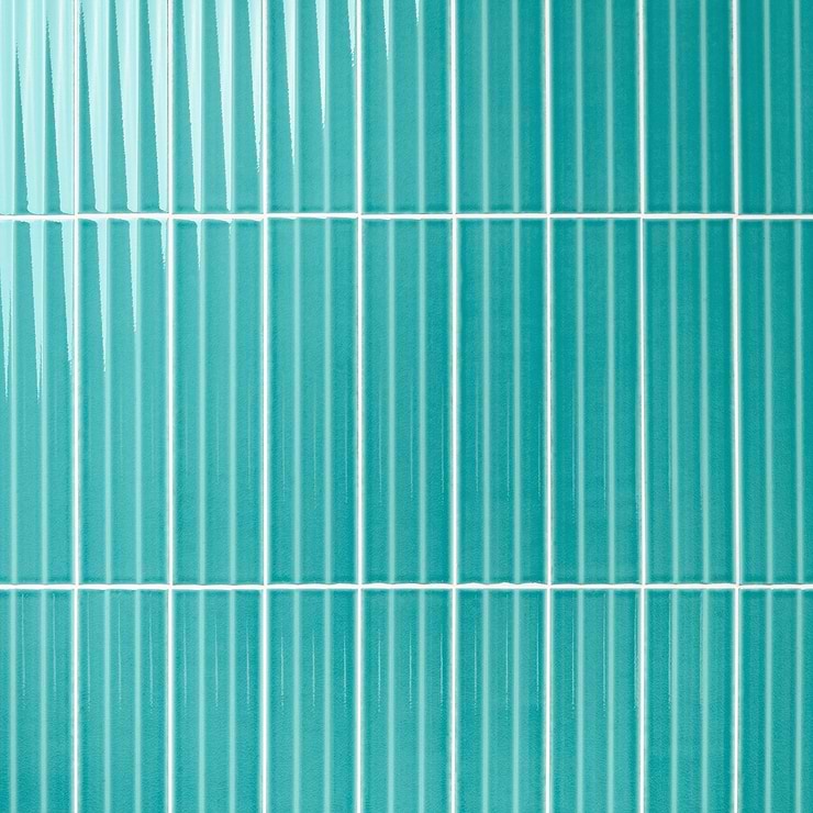 Colorplay Fluted Teal Green 4.5x18 3D Glazed Crackled Ceramic Tile