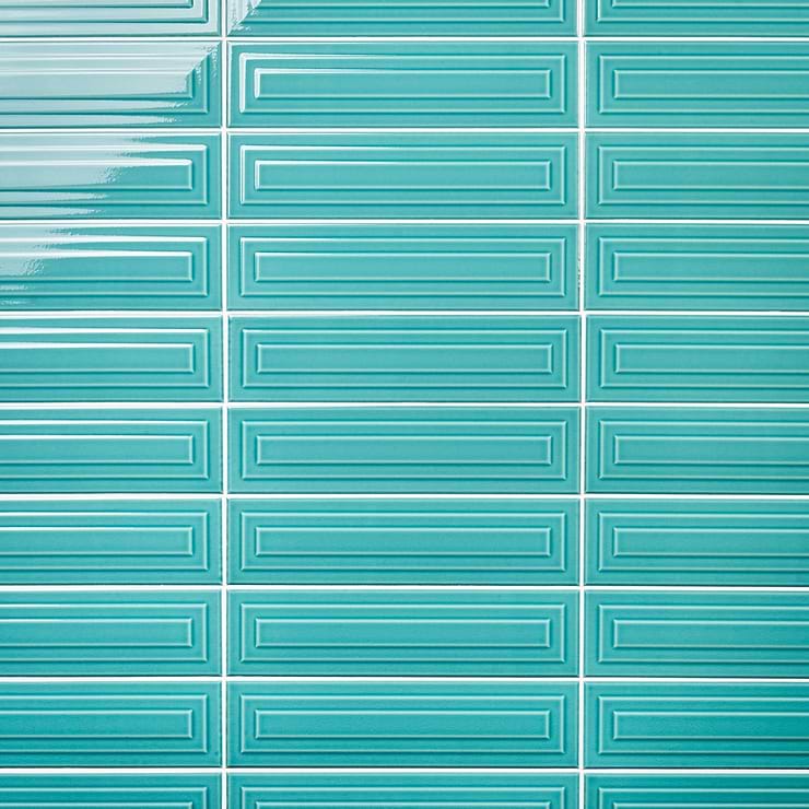 Colorplay Frame Teal Green 4.5x18 3D Glazed Crackled Ceramic Tile