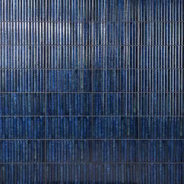 Curve Blue Fluted 6x12 3D Glossy Ceramic Tile - Sample
