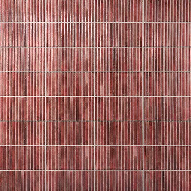 Curve Red Fluted 6x12 3D Glossy Ceramic Tile - Sample