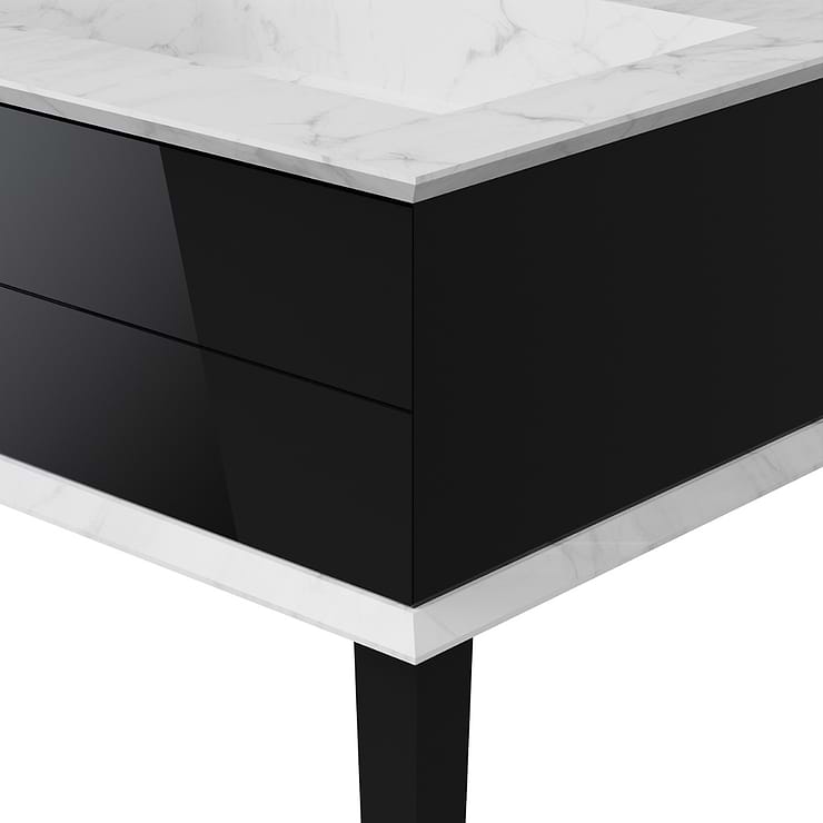 Classic Carrara 30" Black Vanity with Gold Accents 