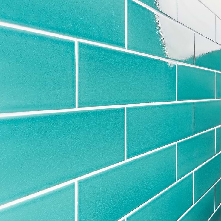 Colorplay Teal Green 4.5x18 Glazed Crackled Ceramic Tile