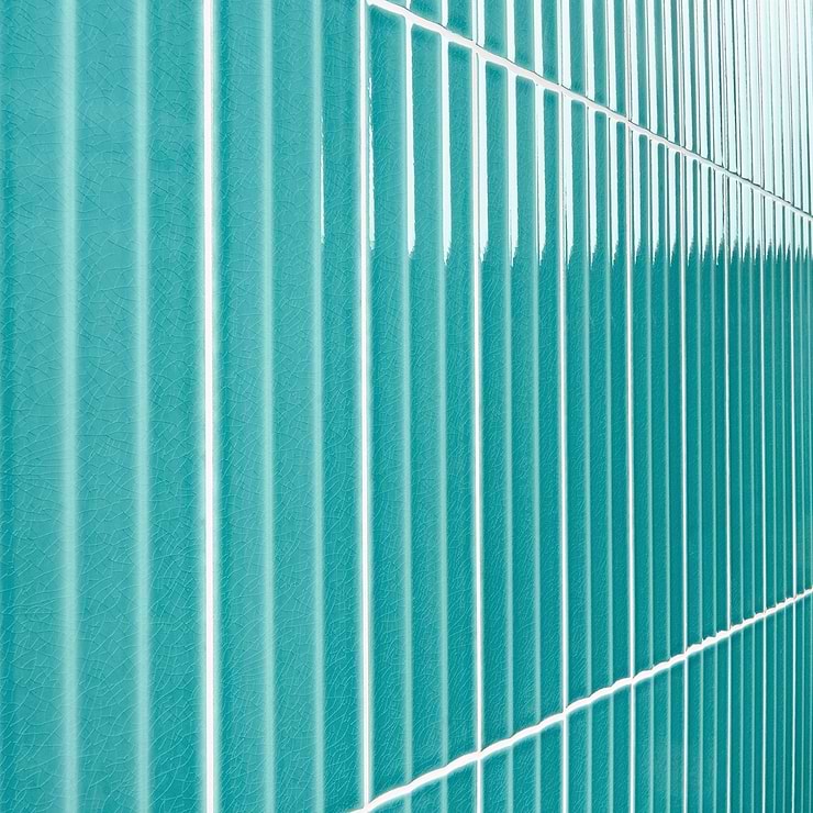 Colorplay Fluted Teal Green 4.5x18 3D Glazed Crackled Ceramic Tile