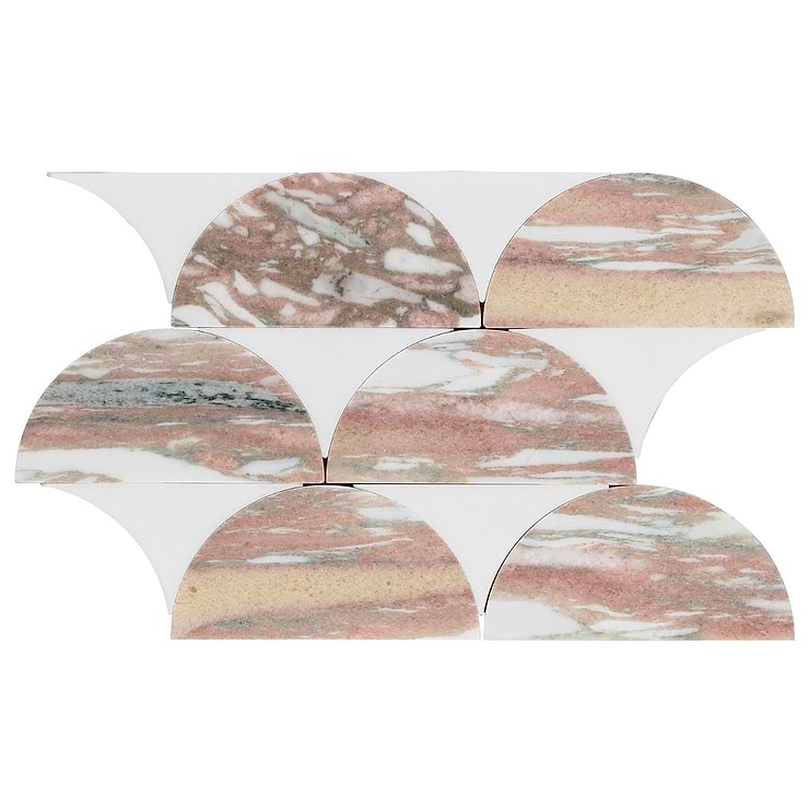 Moonrise Rosa Norvegia Pink Polished Marble Waterjet Mosaic Tile