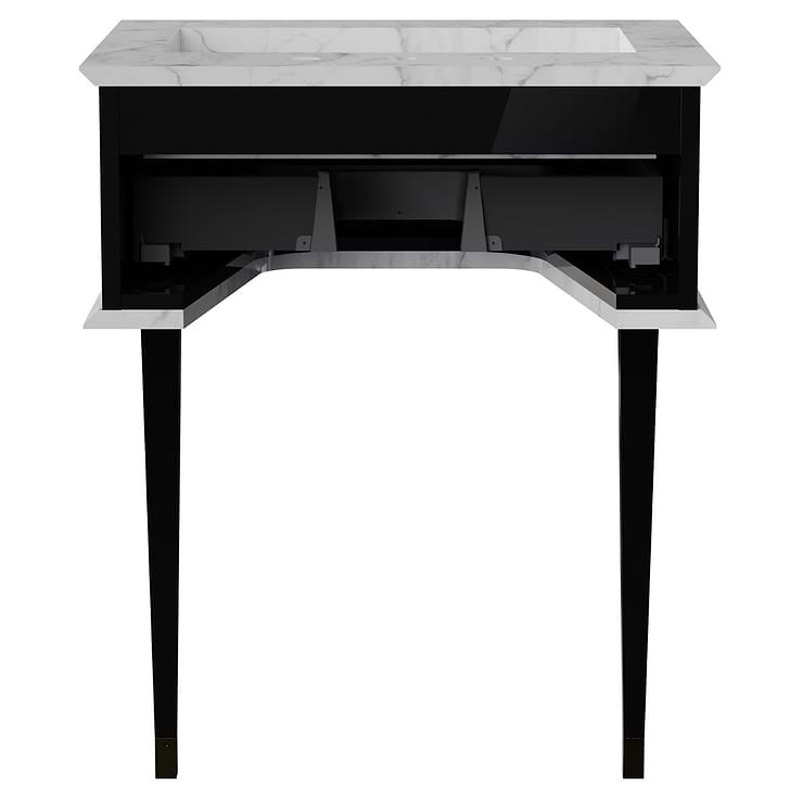 Classic Carrara 24" Black Vanity with Gold Accents 
