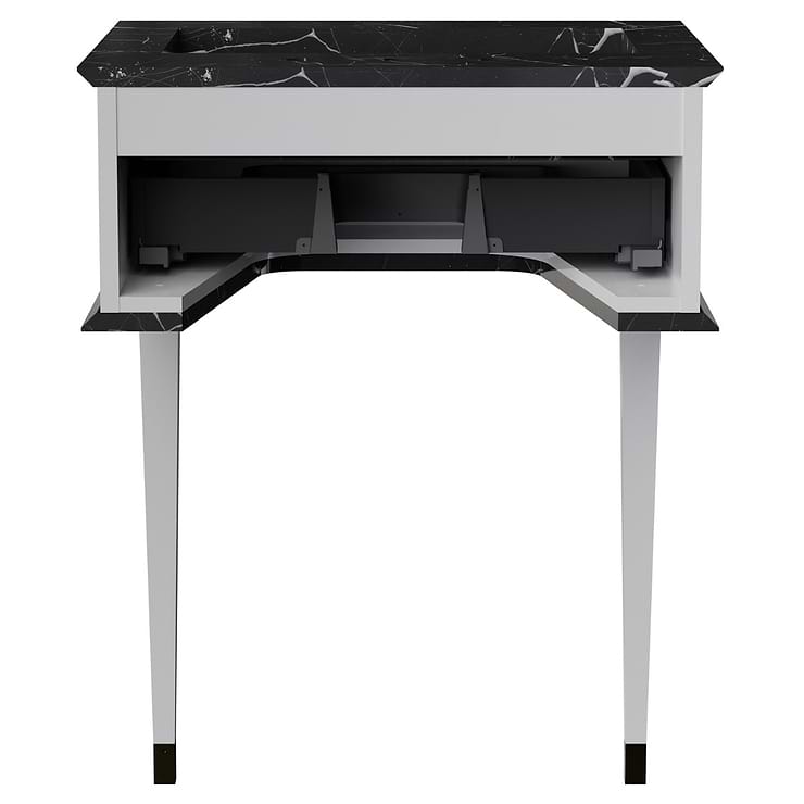 Classic Nero Marquina 24" White Vanity with Gold Accents 