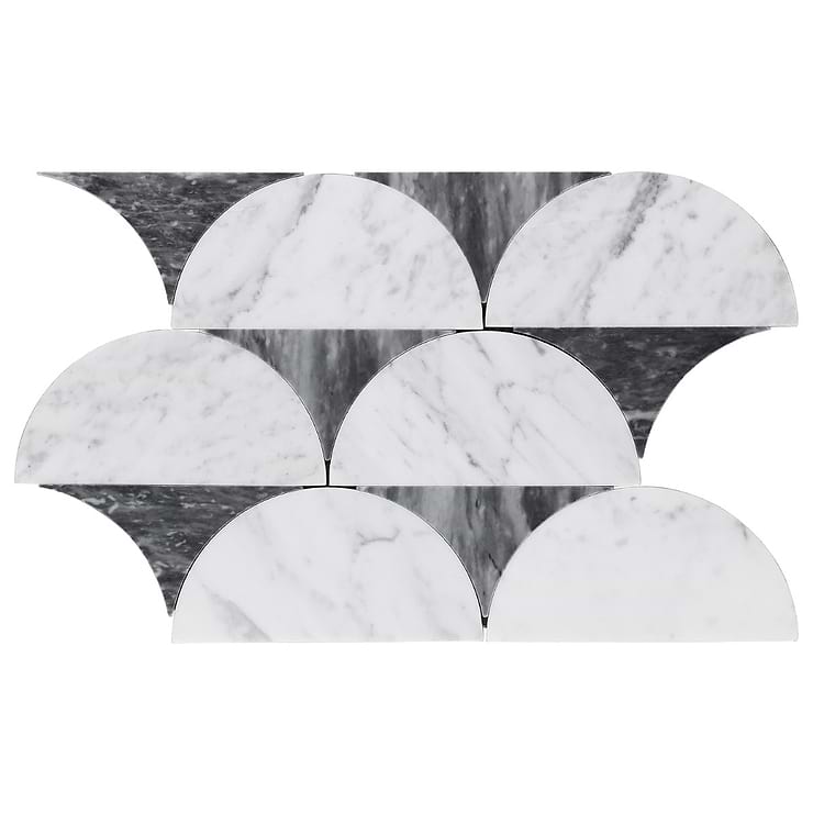 Moonrise Bardiglio Gray Polished Marble Waterjet Mosaic Tile