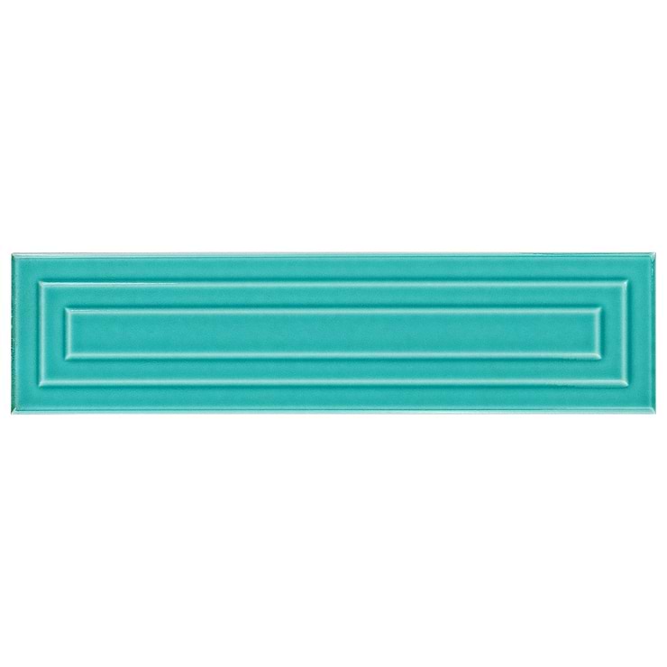Colorplay Frame Teal Green 4.5x18 3D Glazed Crackled Ceramic Tile