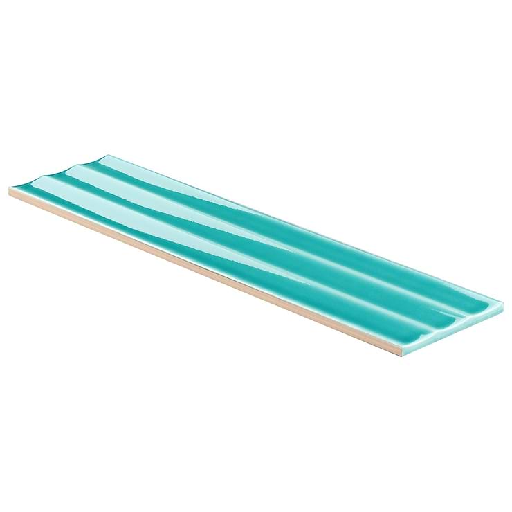 Colorplay Fluted Teal Green 4.5x18 3D Glazed Crackled Ceramic Tile