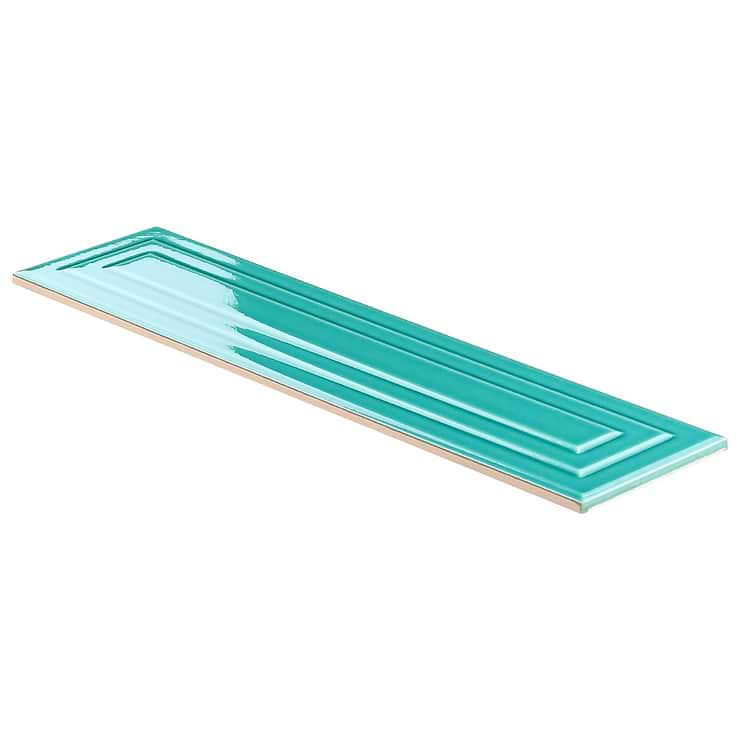 Colorplay Frame Teal Green 4.5x18 3D Glazed Crackled Ceramic Tile