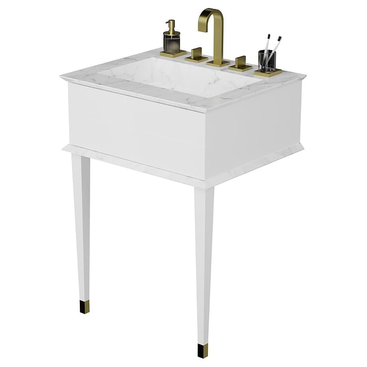 Classic Carrara 24" White Vanity with Gold accents 
