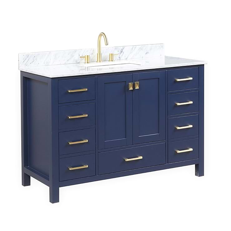 Athena  48'' Blue Vanity And Marble Counter; in Style Ideas Classic, Traditional, Transitional; released 2023; new, trends
