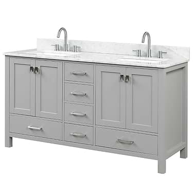 Athena  60'' Gray Vanity And Marble Counter