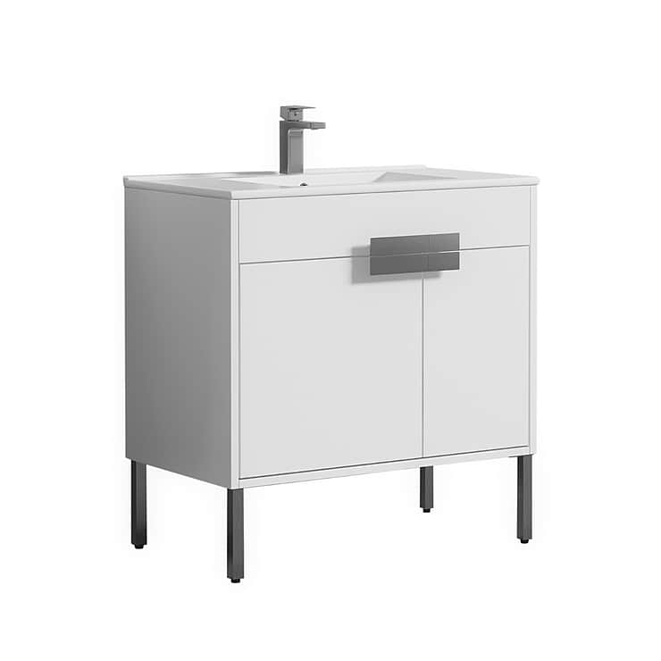 Portofino 36'' White Vanity And Counter; in Style Ideas Contemporary, Mid Century, Modern, Transitional