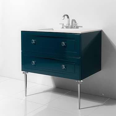 Alma Turchese Blue 30" Vanity with Chrome and Lucite Legs and Hardware