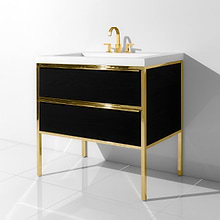 Element Black and Brass 36" Single Vanity with Integrated Top