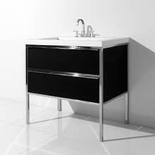 Element Black and Chrome 36" Single Vanity with Integrated Top