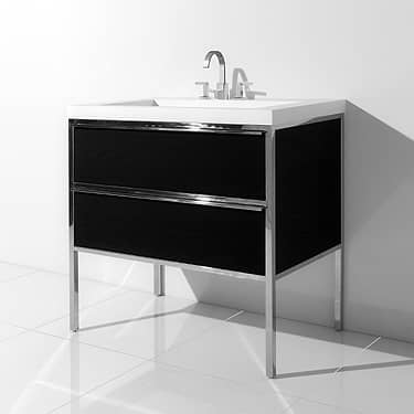 Element Black and Chrome 36" Single Vanity with Integrated Top