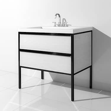 Element White and Black 30" Single Vanity with Integrated Top