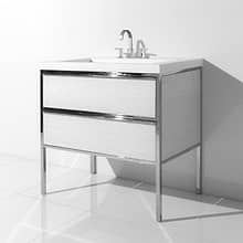 Element White and Chrome 24" Single Vanity with Integrated Top