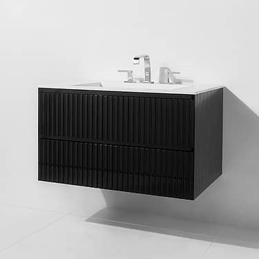 Linear Black Gloss 30" Single Vanity with Integrated Top